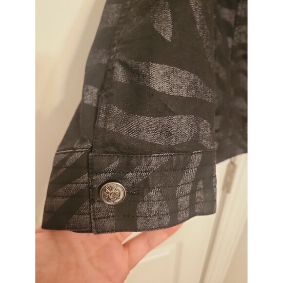 Sandro Petite Black & Gray Zebra-Print Buttoned Jacket 3/4 Sleeves Size PL - Picture 6 of 10